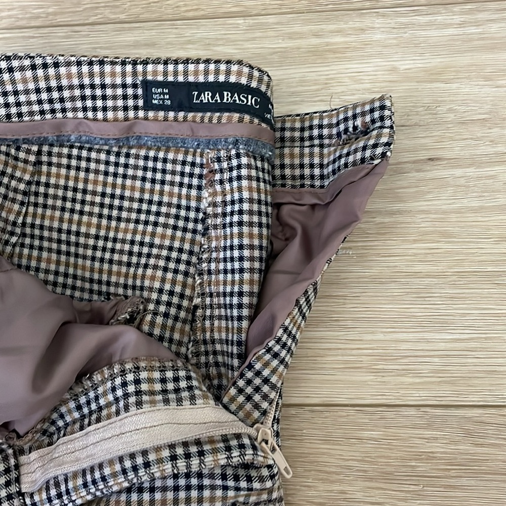 Zara Basics Houndstooth Pattern Pants With Ruffle… - image 3